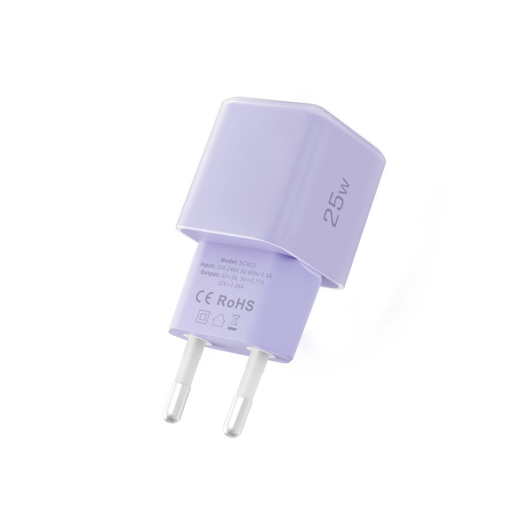 Tech-Protect NCM25 USB-C PD 25W sienas lādētājs – violets (2)
