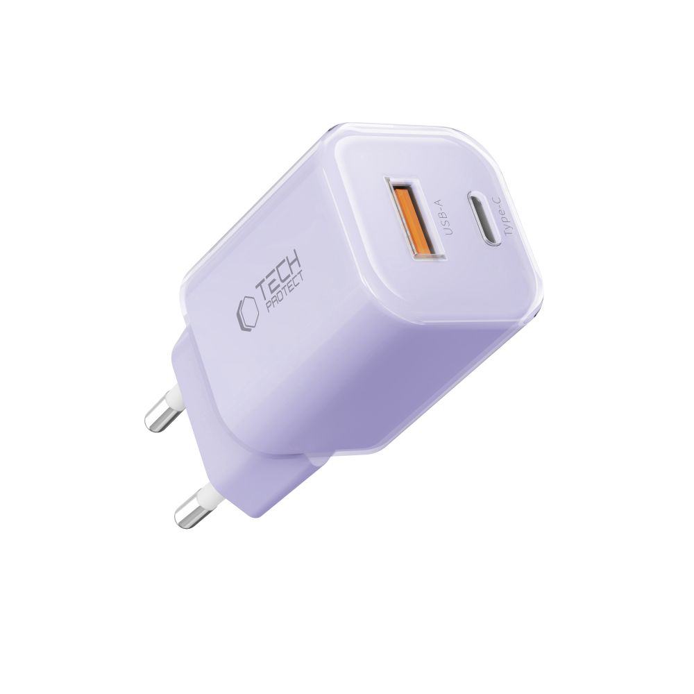 Tech-Protect NCM33 PD 33W QC3.0 USB-C / USB-C sienas lādētājs – violets (0)