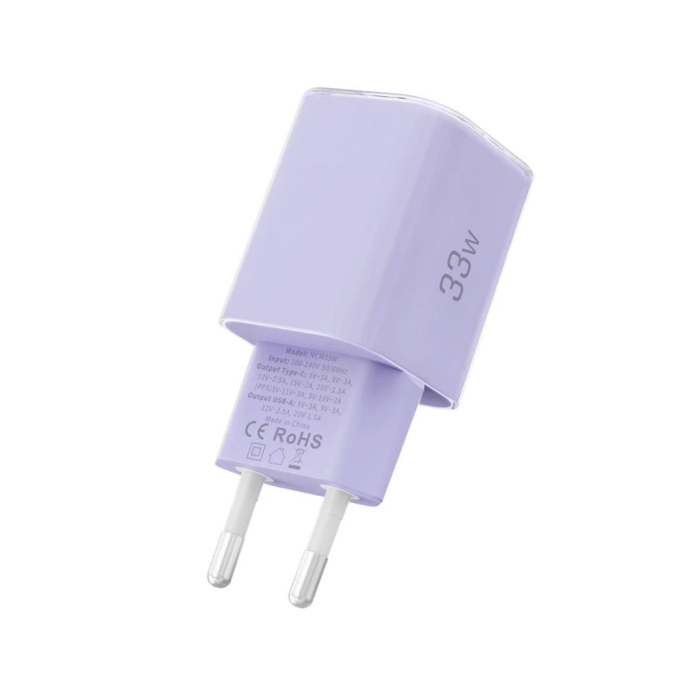 Tech-Protect NCM33 PD 33W QC3.0 USB-C / USB-C sienas lādētājs – violets (2)