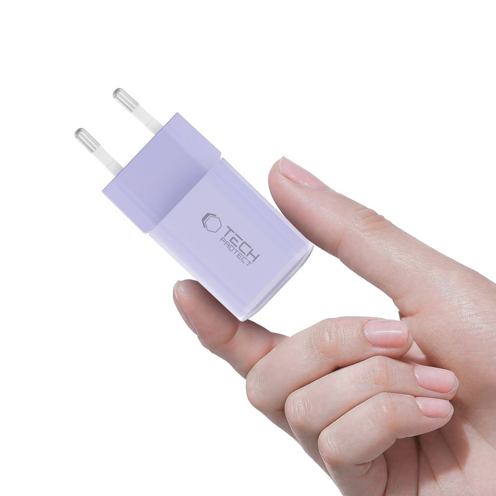 Tech-Protect NCM33 PD 33W QC3.0 USB-C / USB-C sienas lādētājs – violets (3)