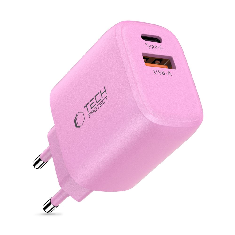 Tech-Protect NCA20 PD 20W QC3.0 USB-A / USB-C sienas lādētājs – rozā (0)