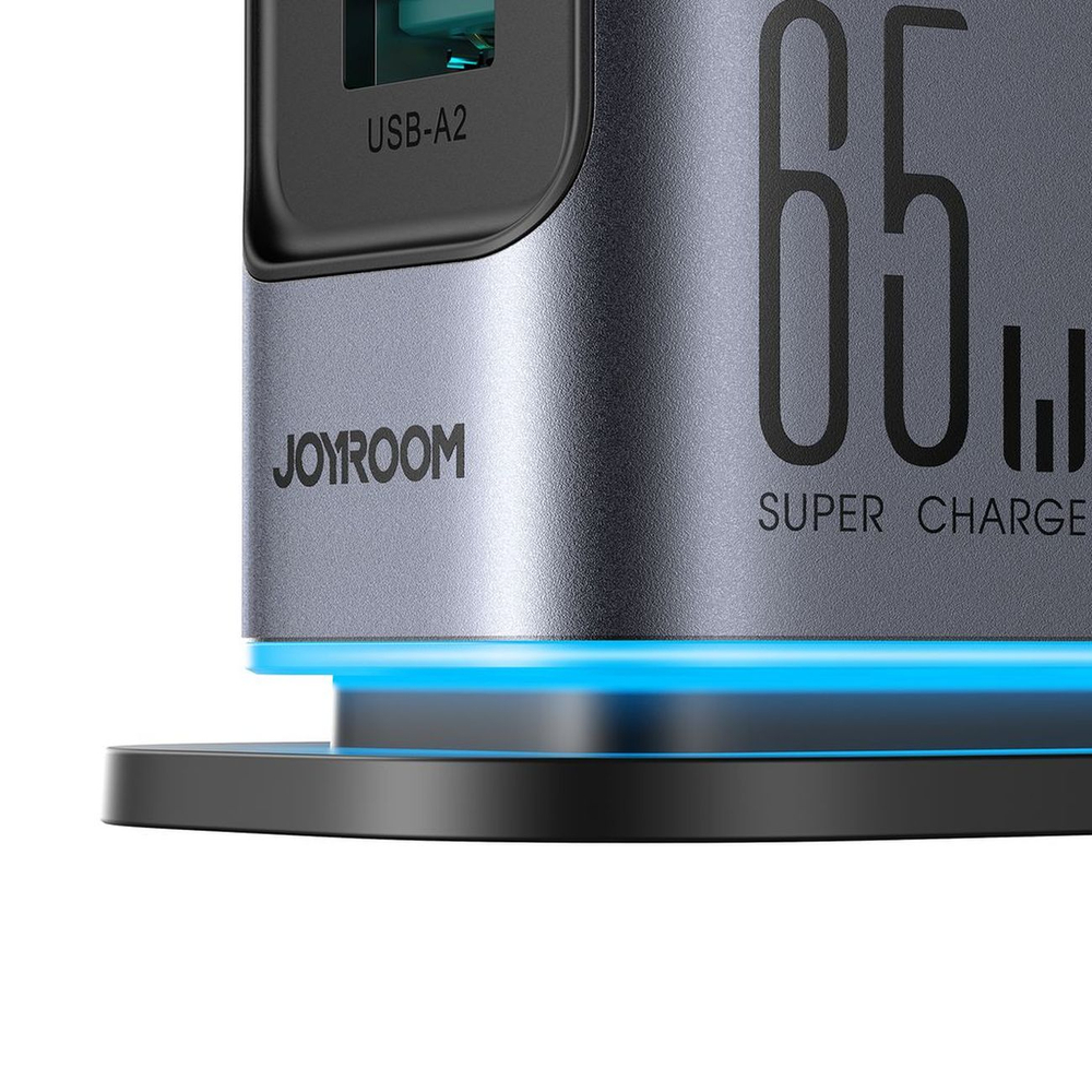 Joyroom JR-TCM02 GaN 65W lādētājs / uzlādes stacija 4xUSB-C 2xUSB-A ar Lielbritānijas kontaktdakšu – pelēks (2)