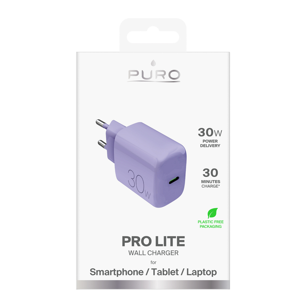 Puro Pro Lite 30W USB-C sienas lādētājs ar USB-C – violets (0)