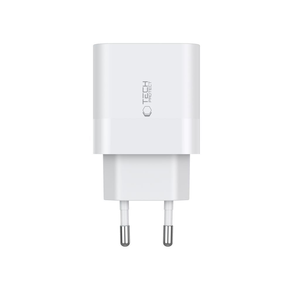 Tech-Protect C20W 2x USB-C PD 20W lādētājs ar USB-C / USB-C kabeli - balts (2)