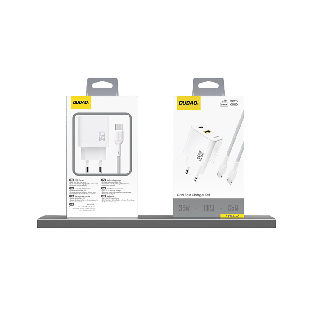 Dudao A27 MaxC 35W GaN sienas lādētājs ar USB-C kabeli – balts (1)