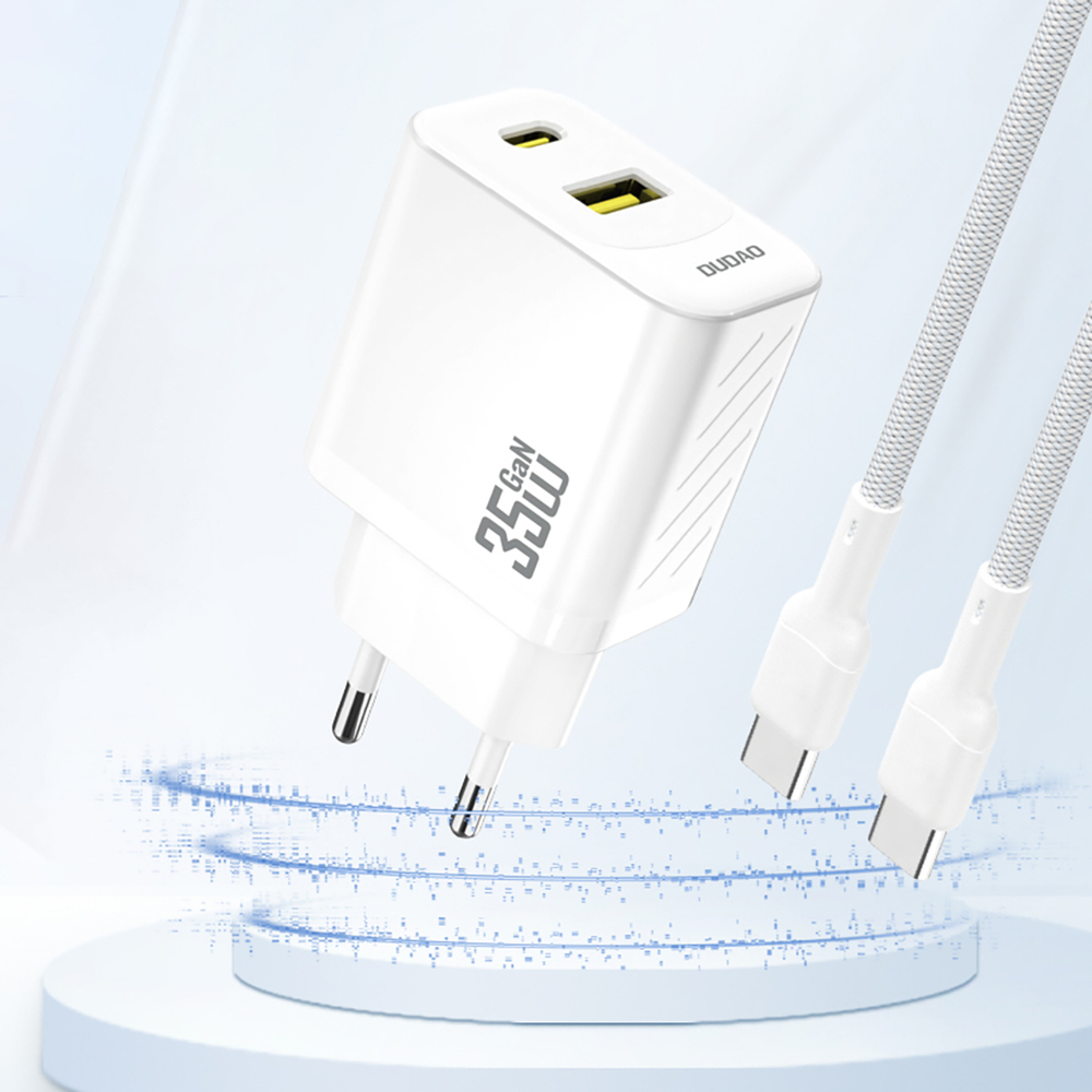 Dudao A27 MaxC 35W GaN sienas lādētājs ar USB-C kabeli – balts (2)