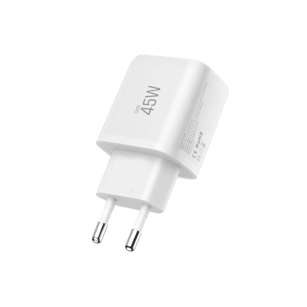 Tech-Protect NCA45W-GAN 2-portu USB-C / USB-A 45W sienas lādētājs – balts (2)