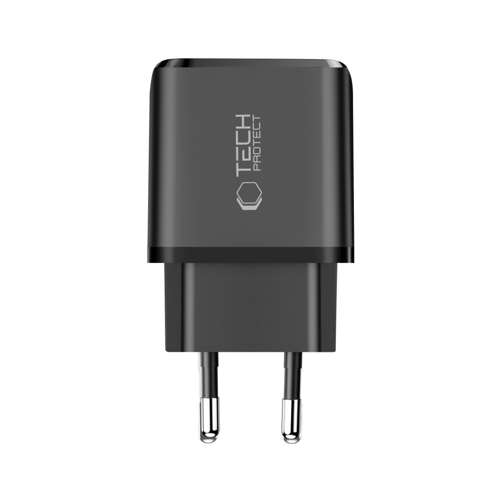 Tech-Protect NCA45W-GAN 2-portu USB-C / USB-A 45W sienas lādētājs – melns (1)
