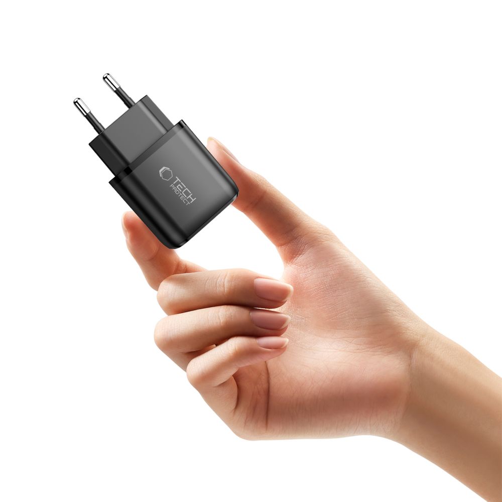 Tech-Protect NCA45W-GAN 2-portu USB-C / USB-A 45W sienas lādētājs – melns (3)