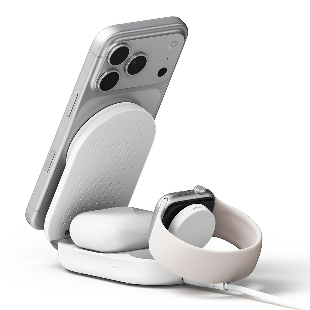 Ringke QI2.2 25W 3‑in‑1 magnētiskais MagSafe induktīvais lādētājs – balts (1)