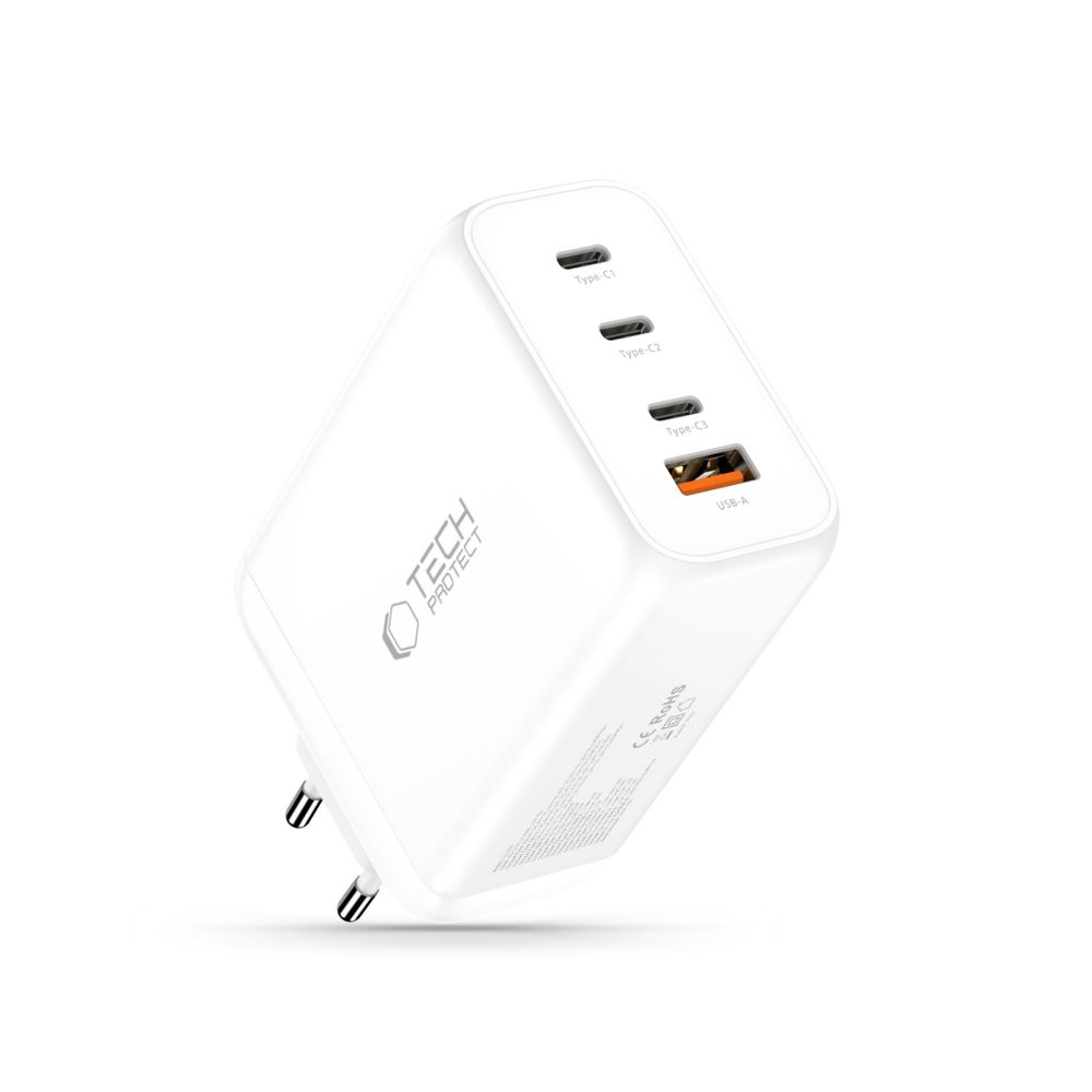 Tech-Protect NC240W-GaN 4-portu 240W sienas lādētājs – balts (0)