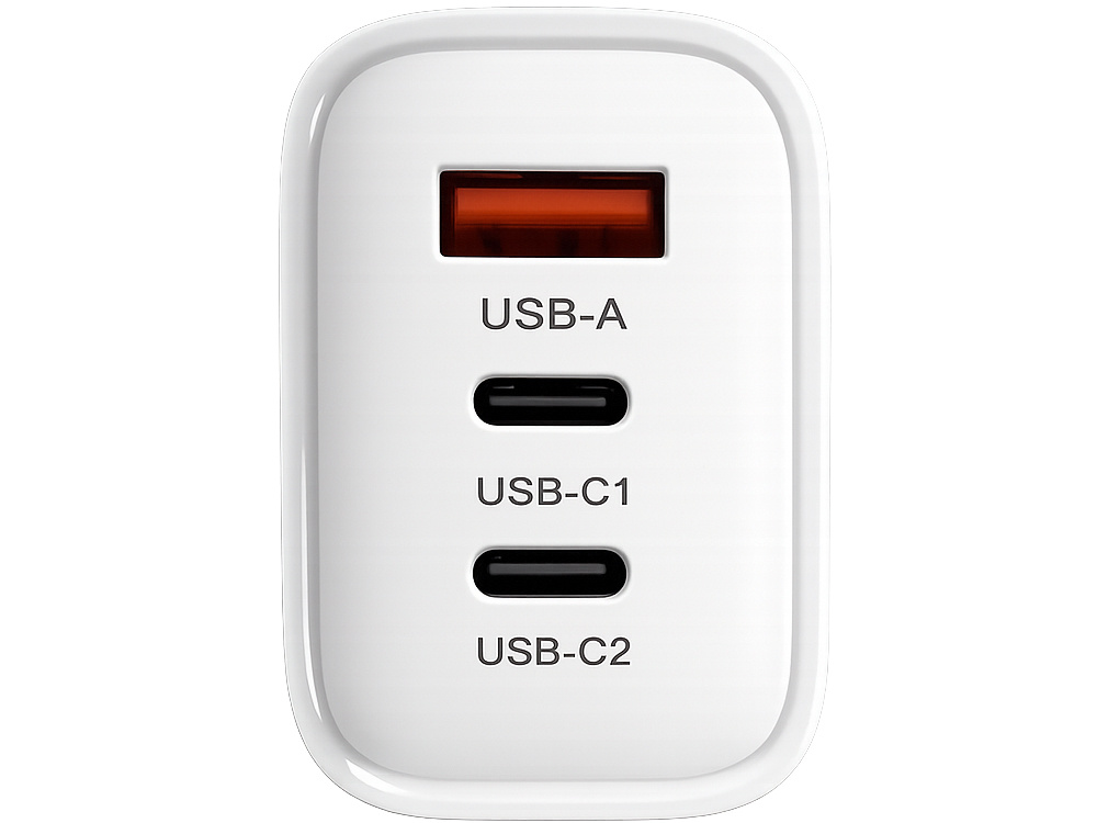 65W sienas lādētājs ar 3 portiem USB-A USB-C, ātrā uzlāde, balts (0)