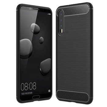 Huawei P20 Pro 2018 (CLT-L09, L29) Carbon Fiber TPU Protective Case Cover, Black | Telefona Vāciņš Maciņš Apvalks Bamperis