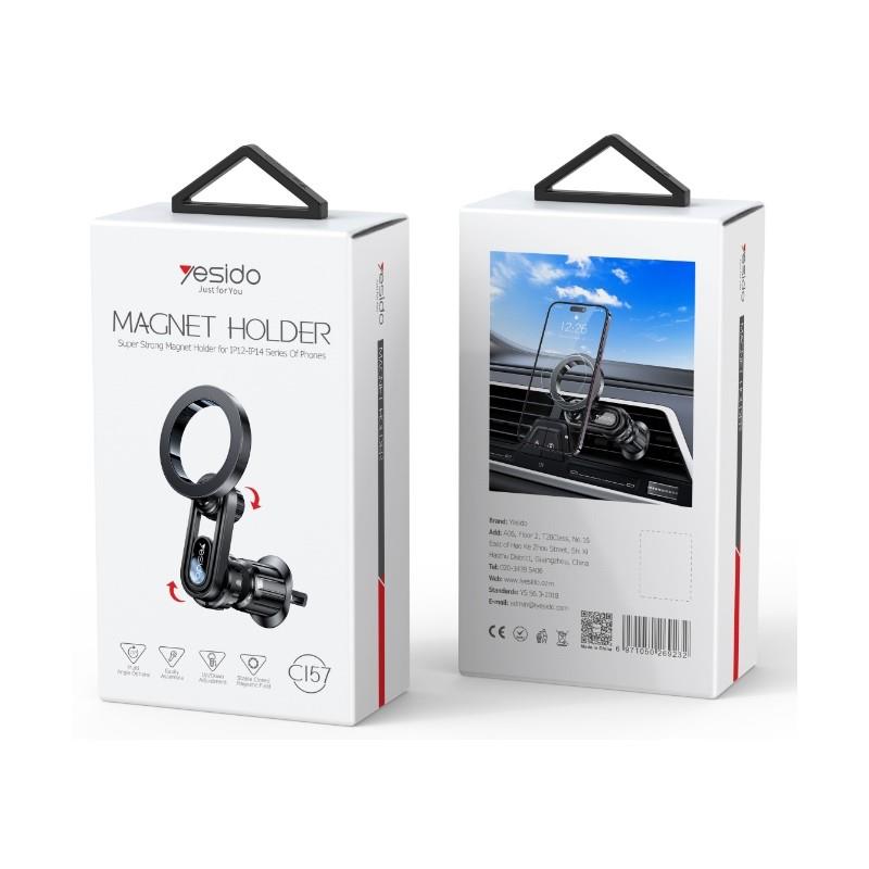 Magnētiskais auto turētājs Yesido C157 ventilācijas restei, MagSafe, melns (0)