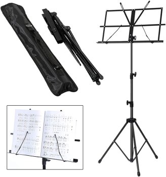 Saliekams Nošu Pults Statīvs Turētājs Paliktnis + Soma | Conductors Stand Music Book Holder