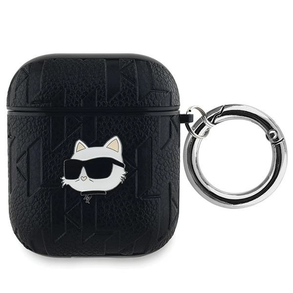 Karl Lagerfeld Monogram Choupette galvas futrālis AirPods 1 / 2 - melns | Head case for black