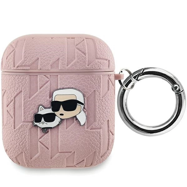 Karl Lagerfeld Monogram & Choupette galvas futrālis priekš AirPods 1 / 2 - rozā krāsā | Head case for pink