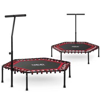 Neo-Sport fitnesa batuts trampolīns ar rokturi 127 cm - sarkanā sešstūra forma