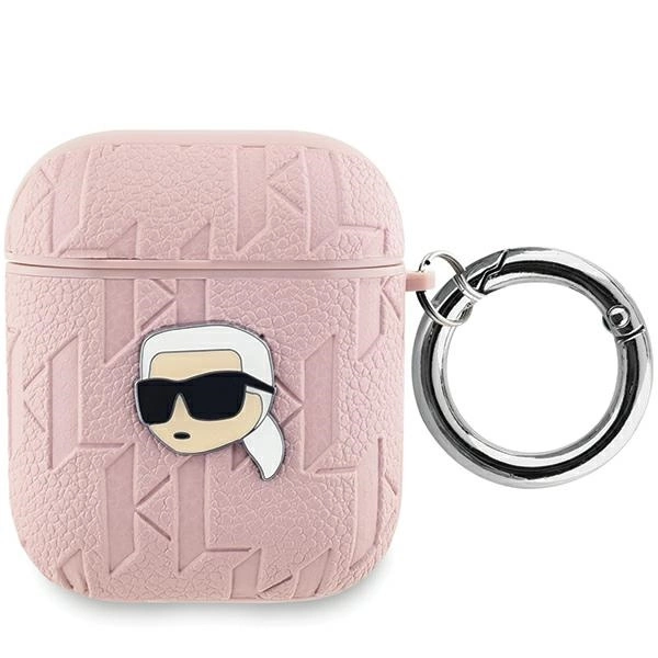 Karl Lagerfeld Head monogrammas vāciņš priekš AirPods 1 / 2 - rozā krāsā | Monogram case for pink