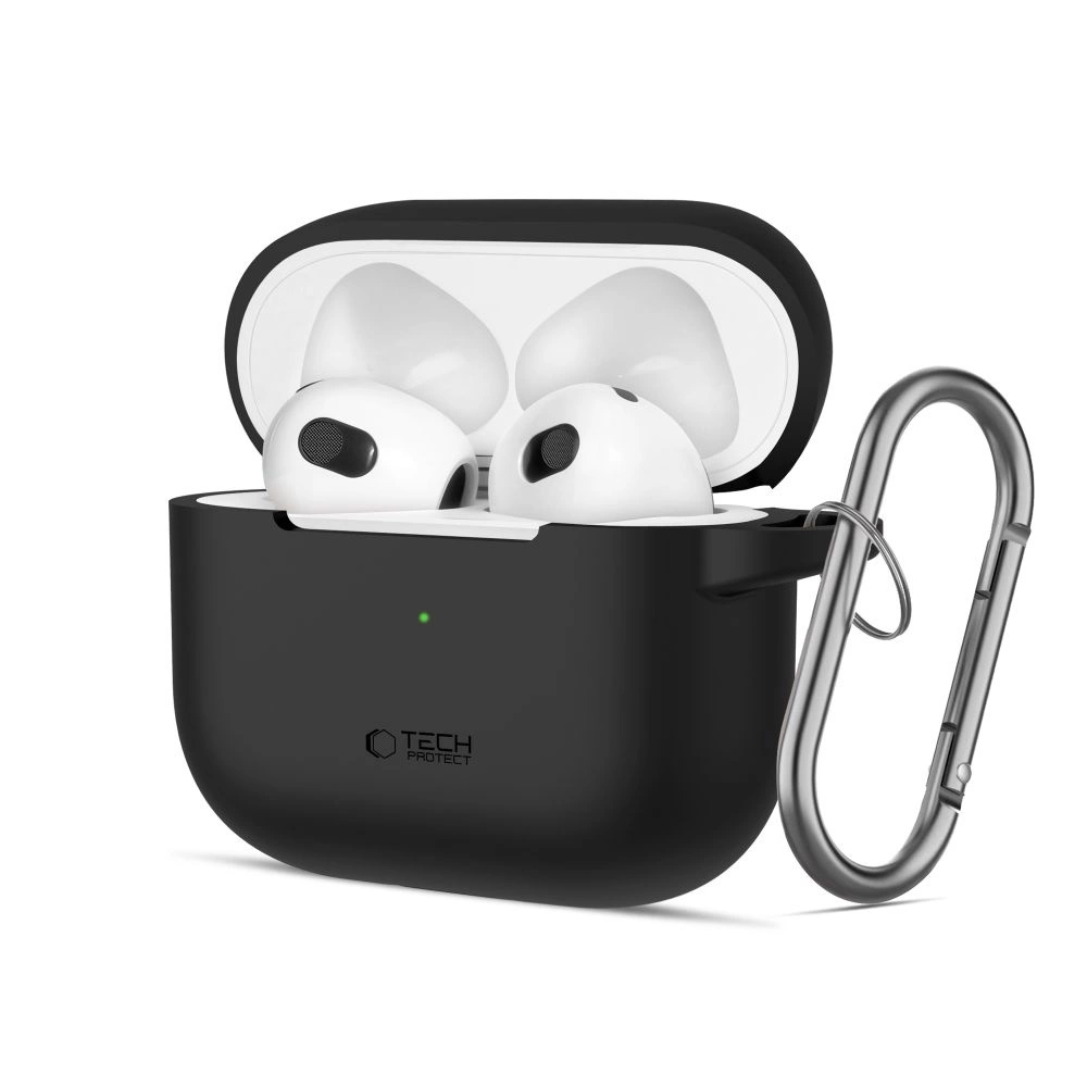 Tech-Protect silikona vāciņš ar āķi Apple AirPods 3 - Melns | Silicone Hook Case for Black