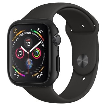 Apple Watch 4 / 5 / 6 / Se ( 44 mm ) Spigen Thin Fit Case Cover, Black | Vāciņš Maciņš Maks Apvalks Bampers