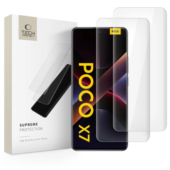 Xiaomi Poco X7 / Redmi Note 14 Pro / Redmi Note 14 Pro+ Plus Tech-Protect Ekrāna Aizsargstikls ar UV Līmi 2 gab. | Liquid Glass UV Screen Protector