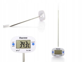 Digitāls Termometrs ar zondi un LCD Displeju priekš ēdieniem, gaļas, piena, mīklas u.t.t., Balts | Electronic pin-Thermometer