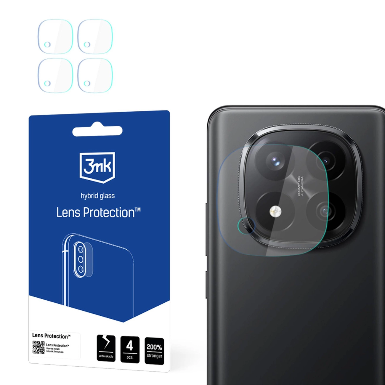 Xiaomi Redmi Note 14 Pro+ Plus 5G Aizmugurējās Kameras Aizsargstikls, 4 gab. | 3MK Lens Protection Back Camera Tempered Glass Protector