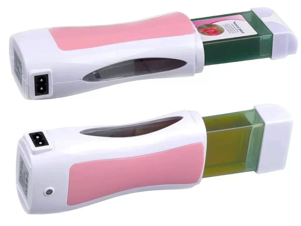 Vaksācijas komplekts ar sildītāju, vasku kasetē un strēmelēm, rozā-balts (2)