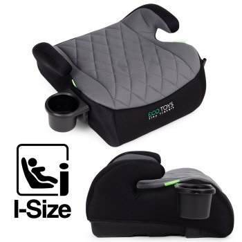 ECOTOYS i-SIZE auto paliktnis bērniem 125-150 cm ar glāžu turētāju