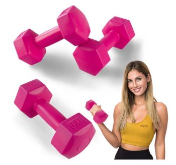 4Fizjo Hanteles Svars Fitnesam Aerobikai Sporta Treniņiem 2x1kg, Rozā | Dumbbells Weight for Fitness Aerobics