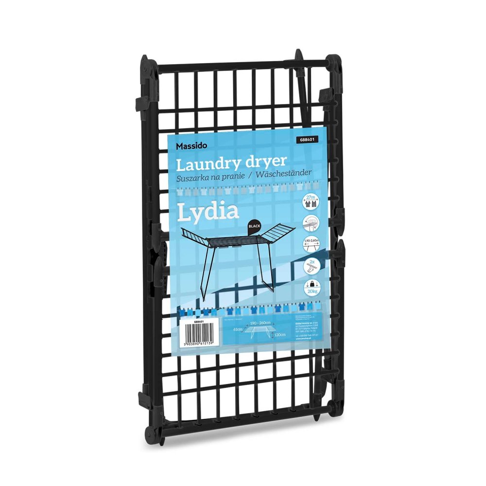 Massido izvelkams grīdas veļas žāvētājs Lydia 27 m, melns (2)