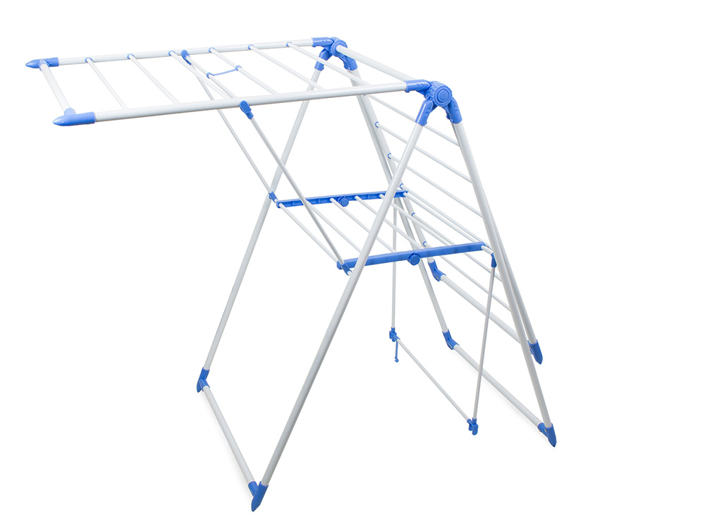 Liela saliekama veļas žāvētava ar 2 līmeņiem, balta-zila (3)