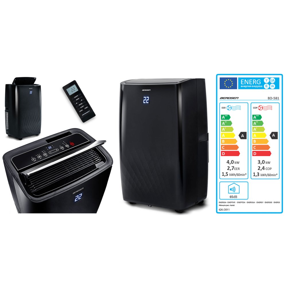Pārvietojams kondicionieris 14000 Btu Berdsen Bd-581, balts (2)