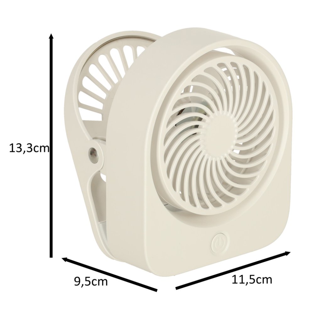 Bezvadu galda ventilators ar klipsi USB 3 ātrumi 11,5 cm, balts (2)