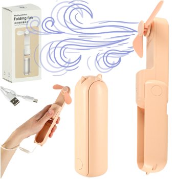 Pārnēsājams mini ventilators USB, salokāms rokas ventilators, rozā