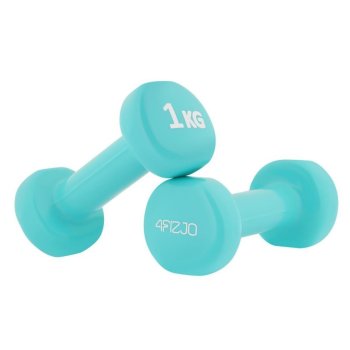 4Fizjo Vinila Hanteles Fitnesam Aerobikai 2 x 1kg komplekts, Piparmētru krāsa | Vinyl Dumbbells for Gym Fitness Workout