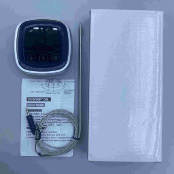 Digitālais gaļas termometrs ar skārienekrānu un zondi, melns