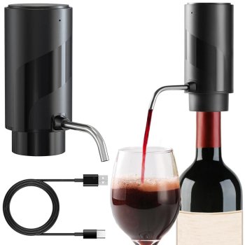 Elektriskais vīna aerators un dozators USB-C, melns
