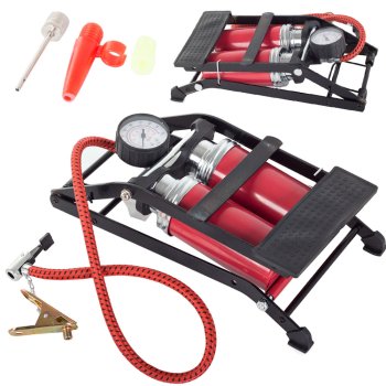 Divcilindru auto kājas sūknis ar manometru un uzgaļiem TUV