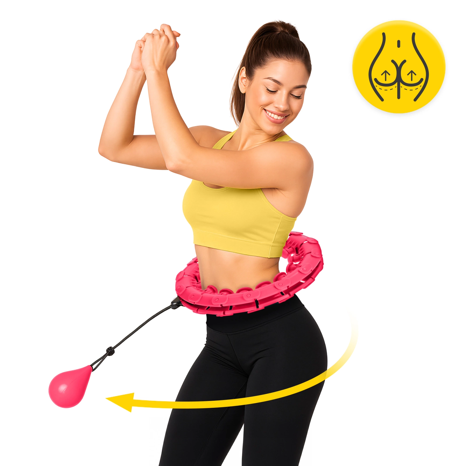 Viedais hula aplis ar atsvaru un masāžu 4FIZJO, regulējams, rozā (0)