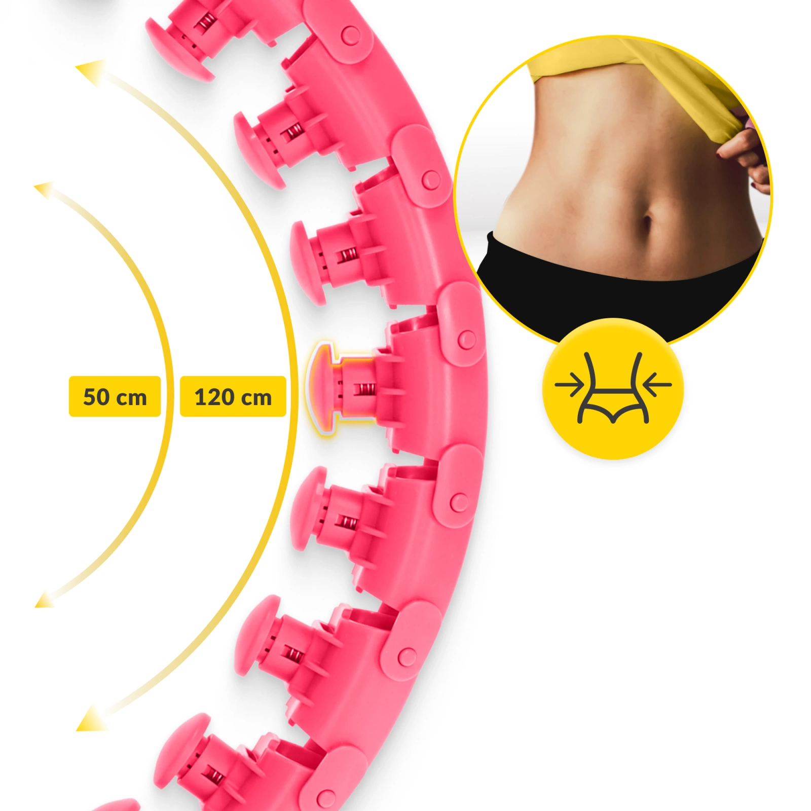 Viedais hula aplis ar atsvaru un masāžu 4FIZJO, regulējams, rozā (1)