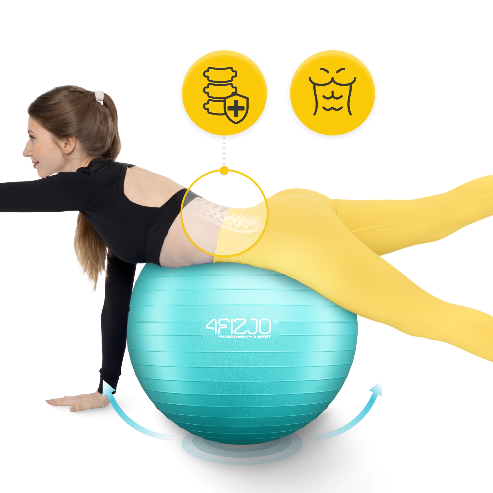 Vingrošanas bumba 4FIZJO 65 cm rehabilitācijai un jogai, piparmētru (1)