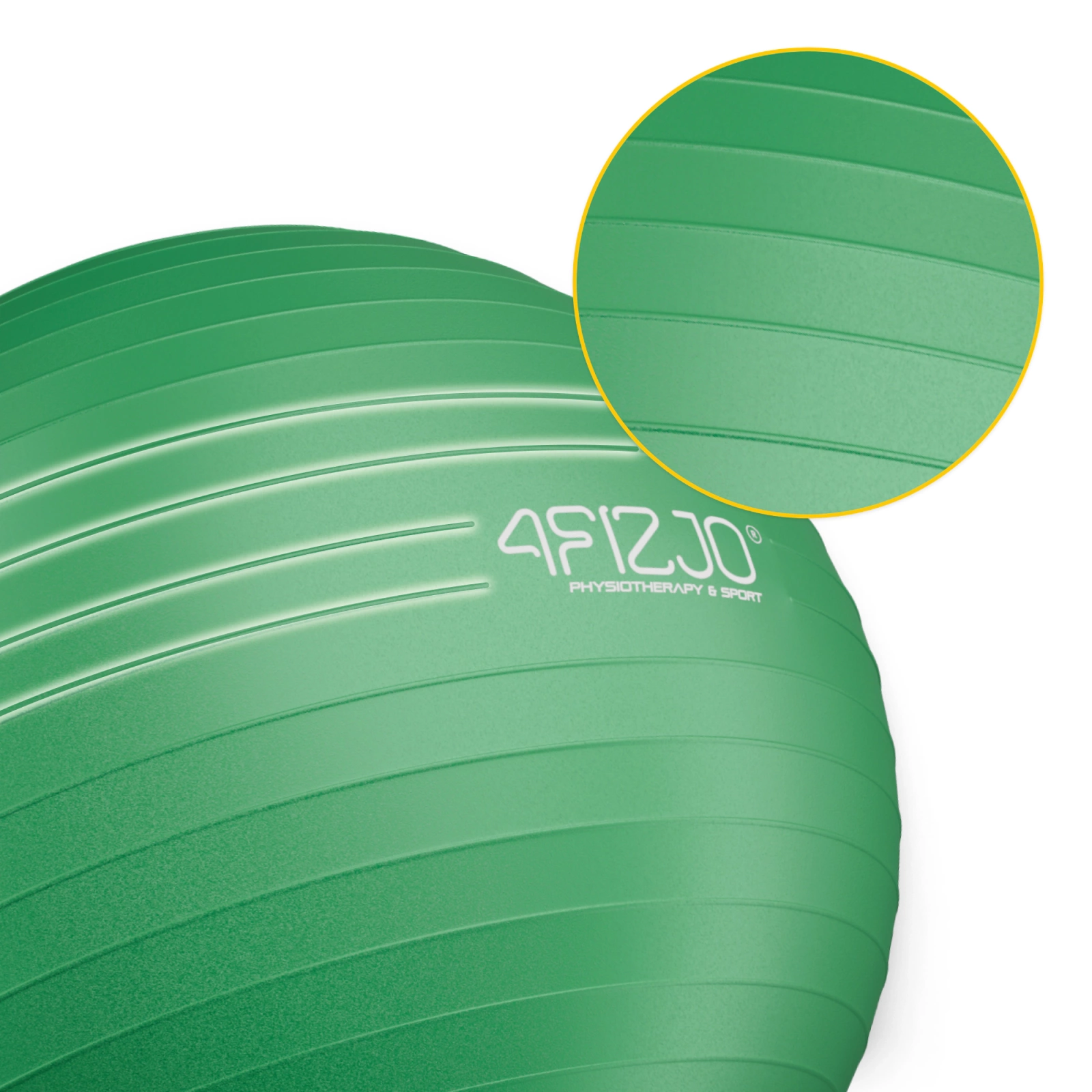 Vingrošanas bumba 4FIZJO 65 cm fitnesam un rehabilitācijai, ar pumpi, zaļa (1)