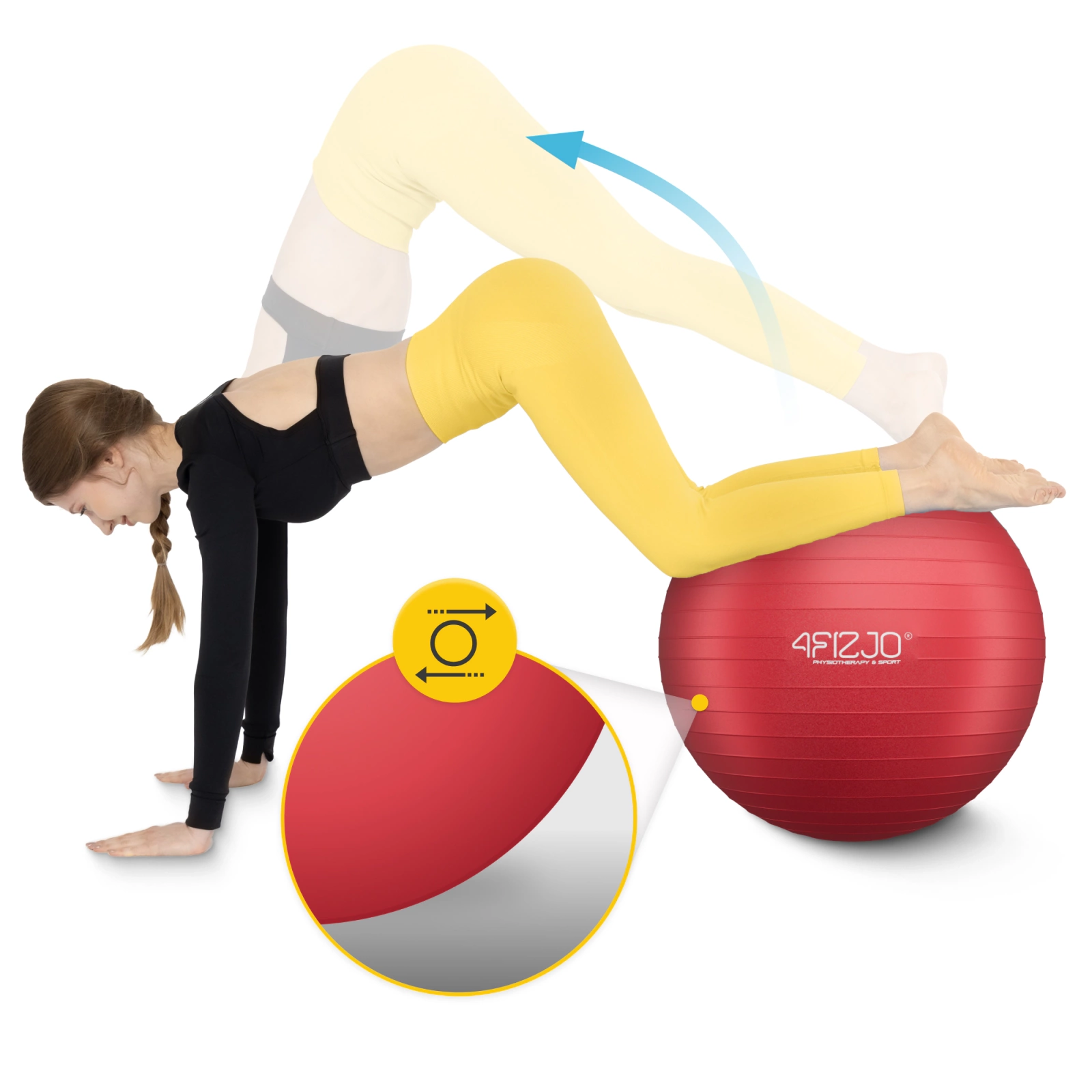 Vingrošanas bumba 4FIZJO Reh Ball 75 cm rehabilitācijai, sarkana (1)