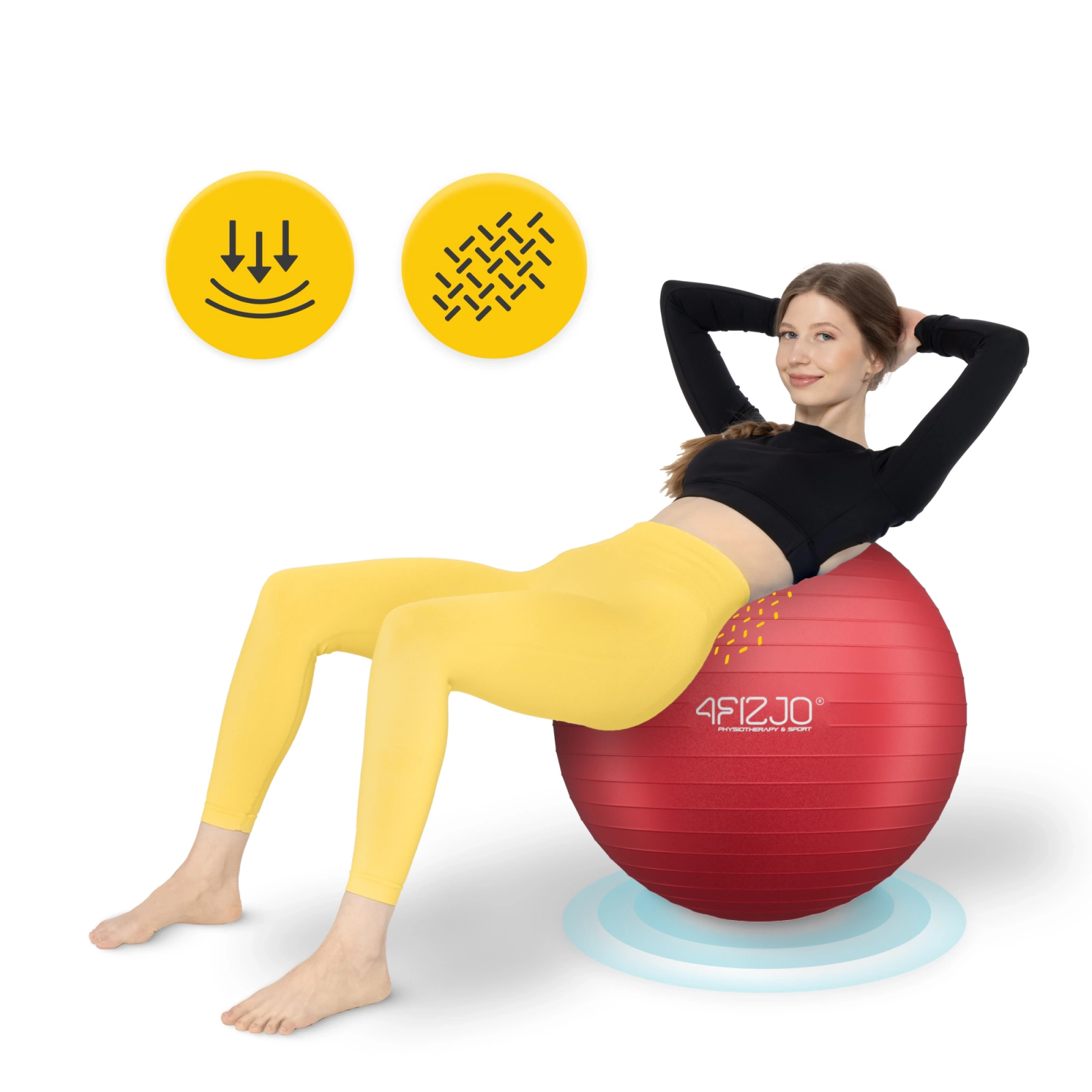 Vingrošanas bumba 4FIZJO Reh Ball 75 cm rehabilitācijai, sarkana (2)