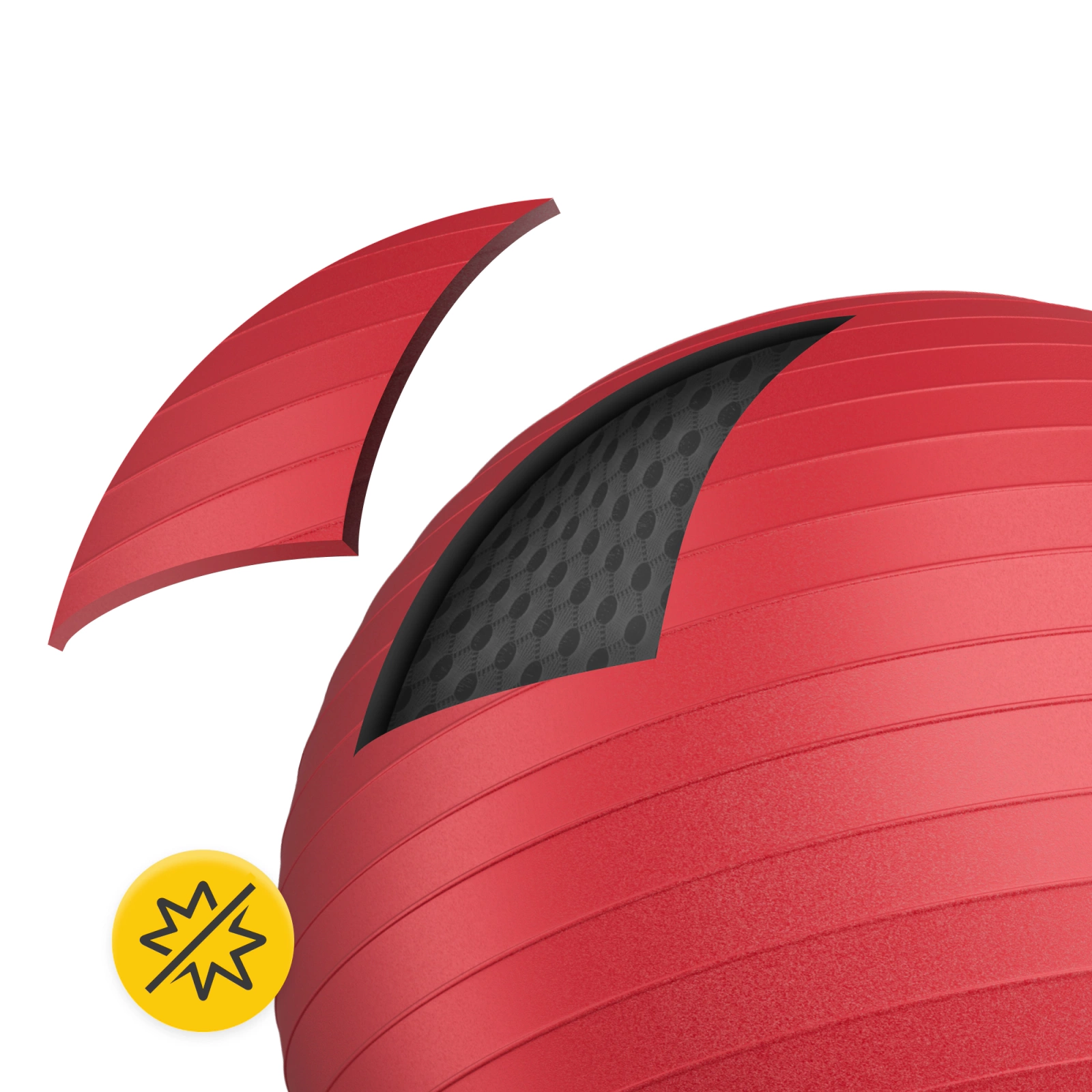 Vingrošanas bumba 4FIZJO 65 cm ar pumpi, Anti-Burst rehabilitācijas bumba, sarkana (1)