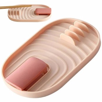 Statīvs karotēm un podu vākiem, virtuves piederumu paliktnis, Rozā | Spatula Spoon Rest Kitchen Utensils Drainer