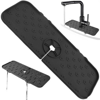 Silikona Izlietnes Nosusināšanas Paklājs Melns | Silicone Sink Drainer Mat Black