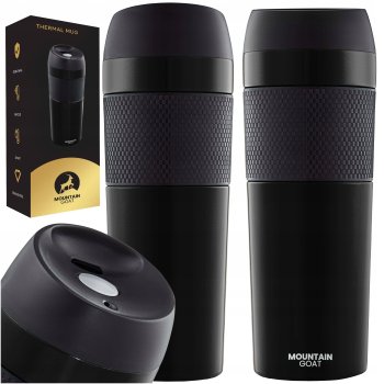 MOUNTAIN GOAT Tūrisma Termoss Termokrūze Karstiem un Aukstiem Dzērieniem 400 ml, Melns | Thermal Mug Bottle Thermos Flask